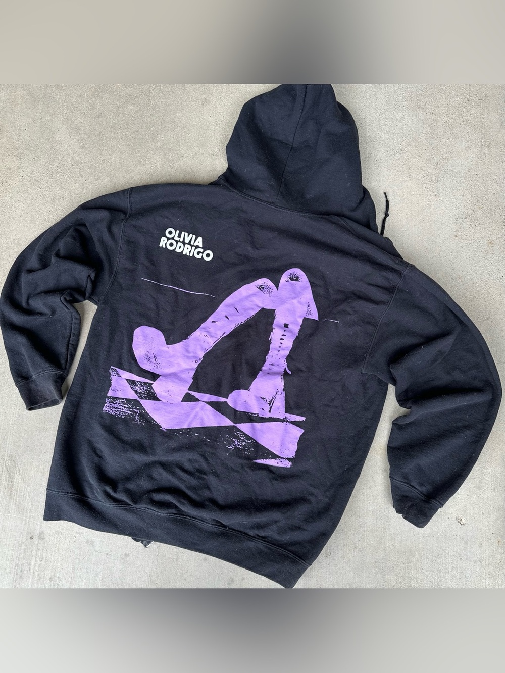 Olivia Rodrigo GUTS Black Graphic Fleece Full Zip Hoodie Size Large